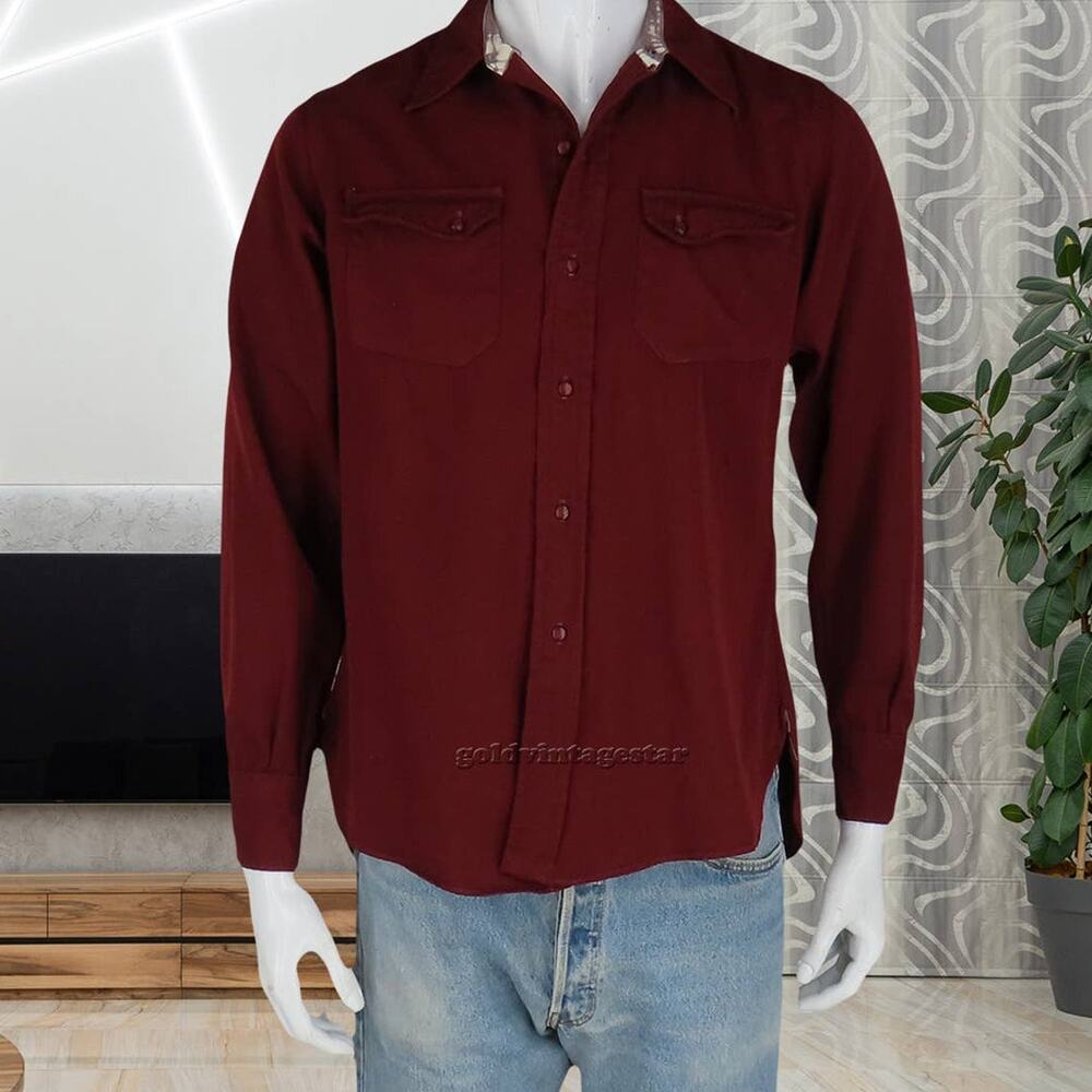 40s Vintage H Bar C Wool Western Shirt Burgundy 2XS